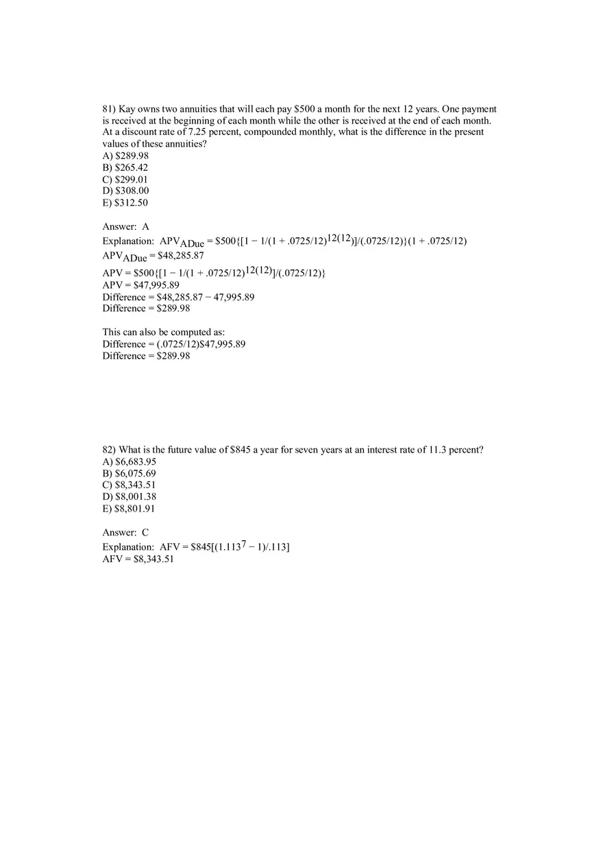 Corporate Finance Discounted Cash Flow Valuation Answer Key 5 - Page 1