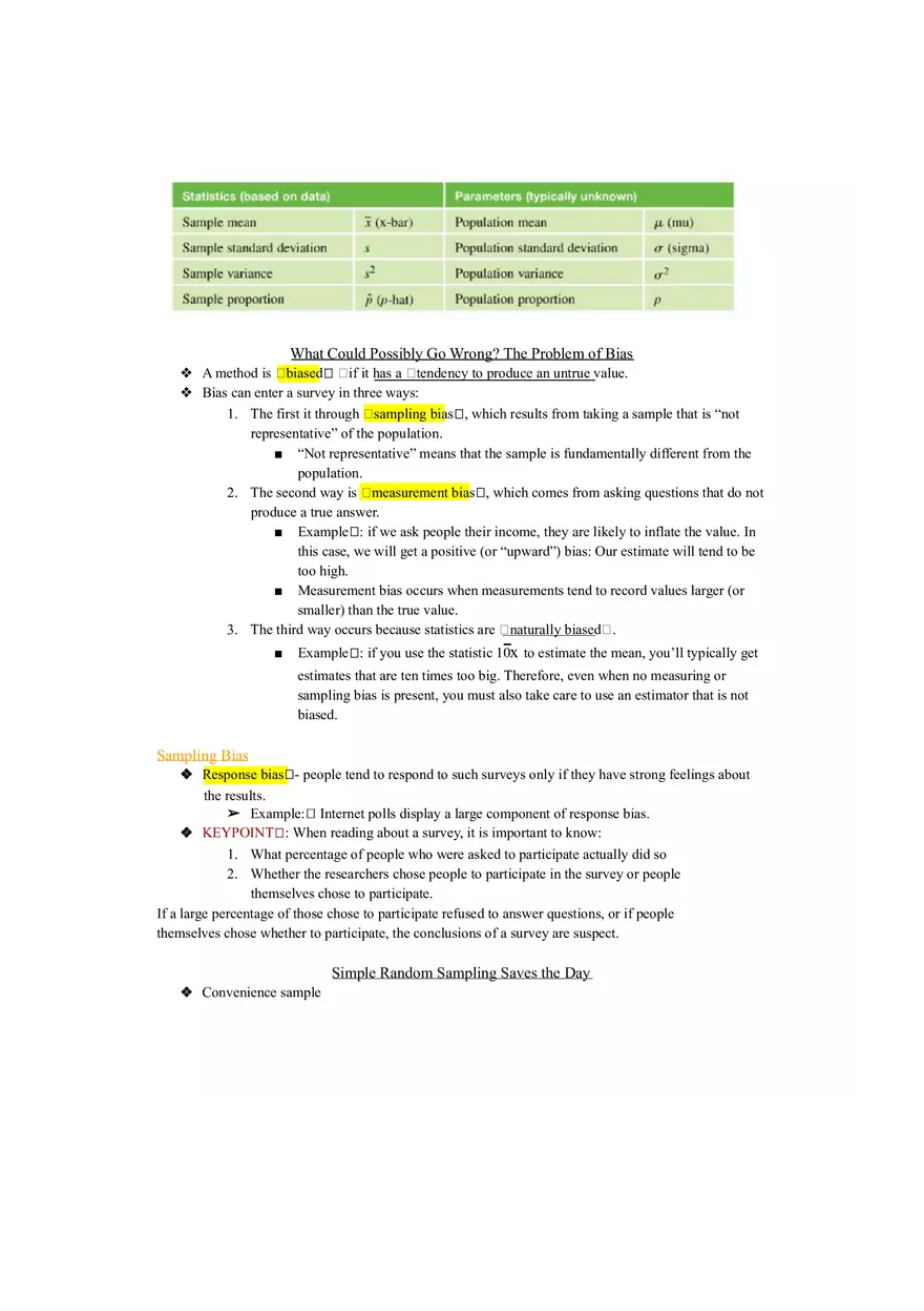 Population, Sampling, and Statistical Inference Notes - Page 3