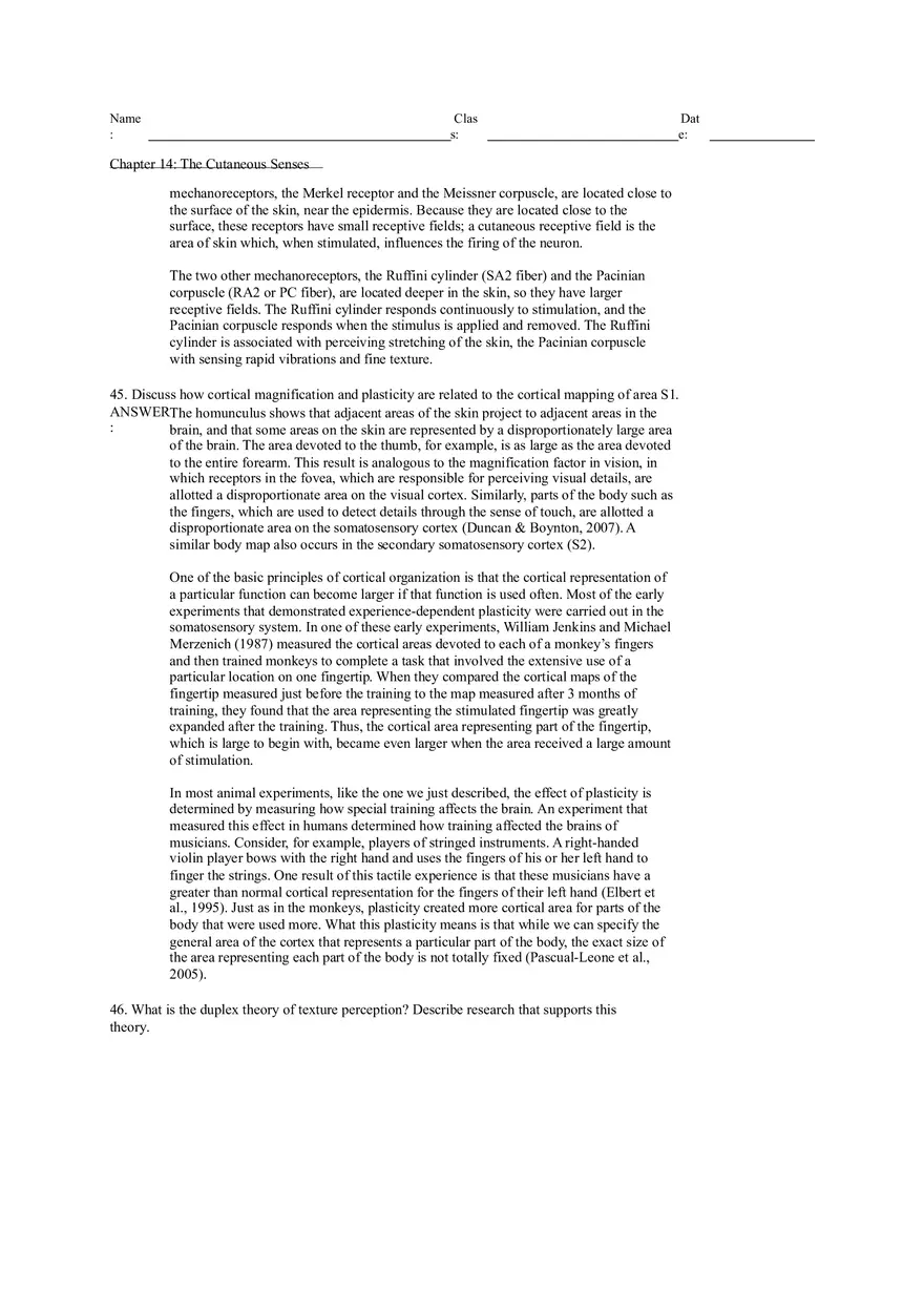 Chapter 14 The Cutaneous Senses Answer Key - Page 11