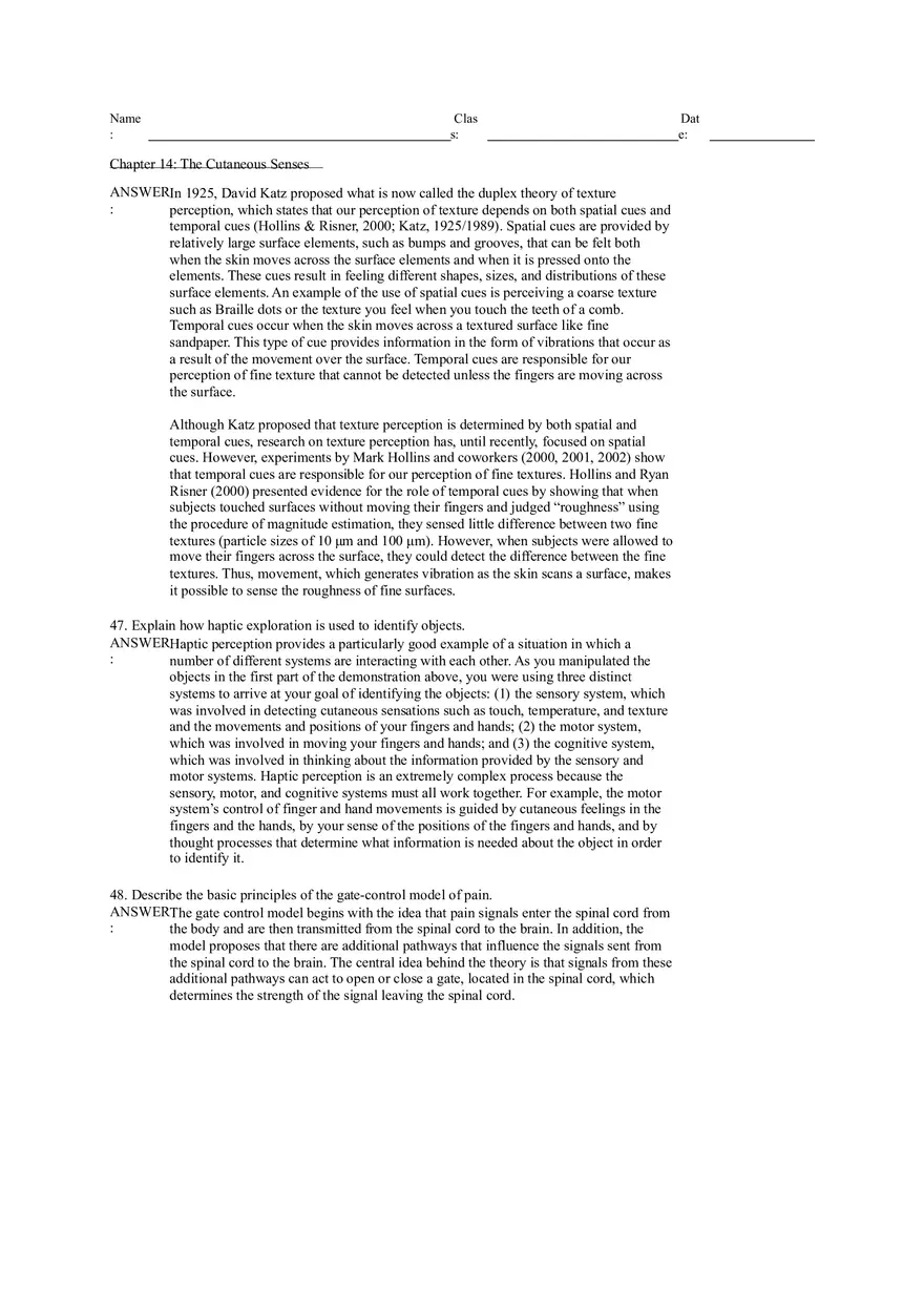 Chapter 14 The Cutaneous Senses Answer Key - Page 12