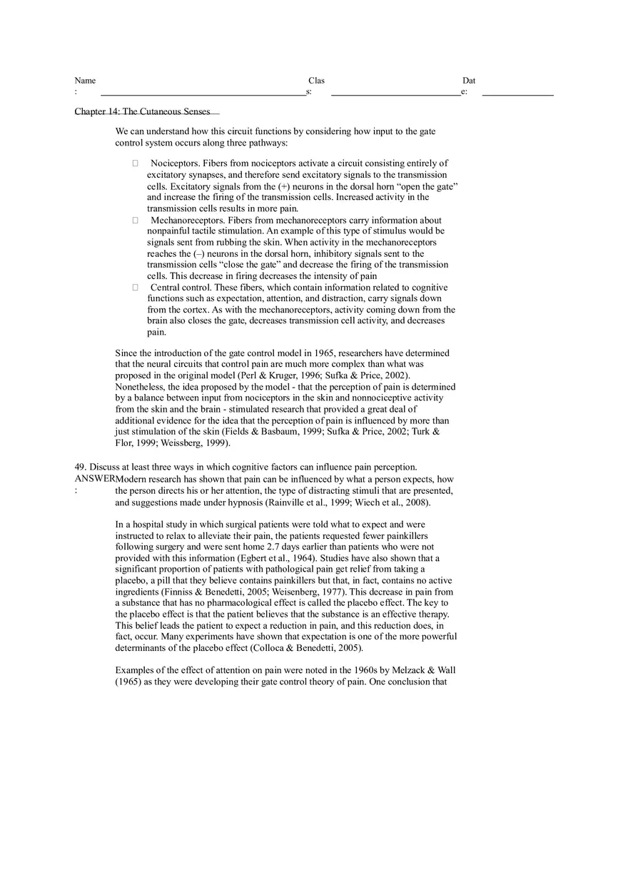 Chapter 14 The Cutaneous Senses Answer Key - Page 3