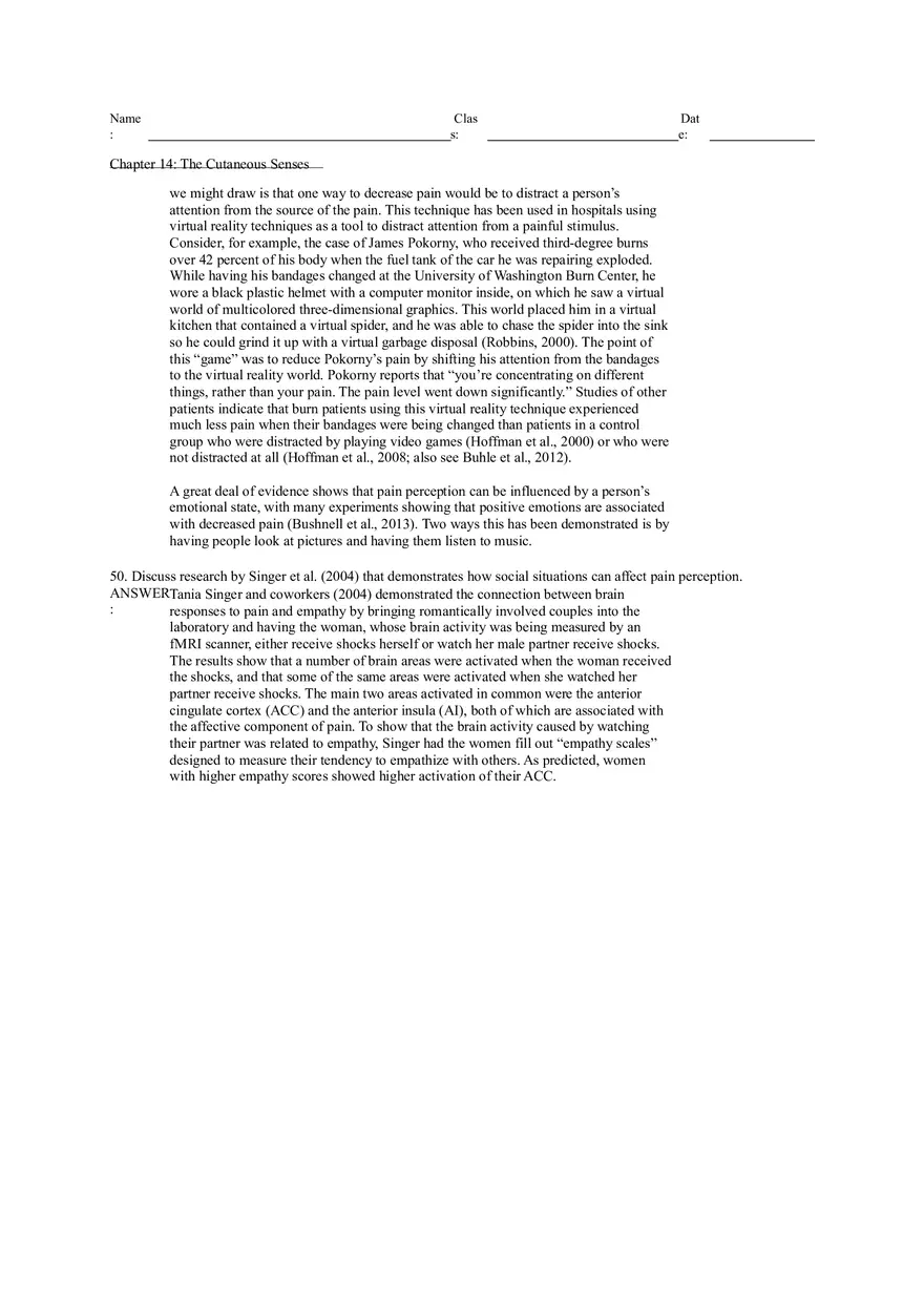 Chapter 14 The Cutaneous Senses Answer Key - Page 4