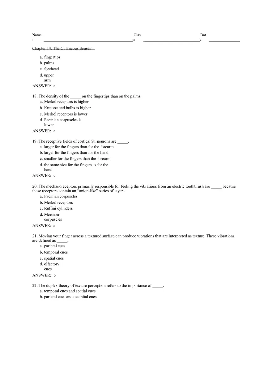 Chapter 14 The Cutaneous Senses Answer Key - Page 6