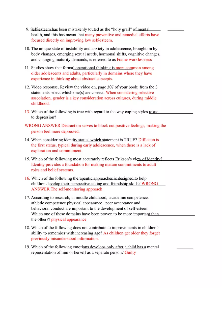 Exam 1 Answers - Cognitive and Moral Development in Childhood - Page 2