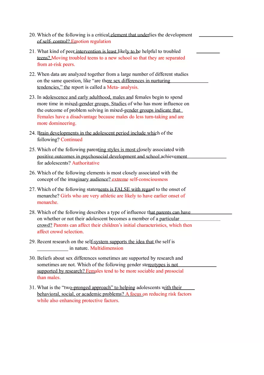 Exam 1 Answers - Cognitive and Moral Development in Childhood - Page 3
