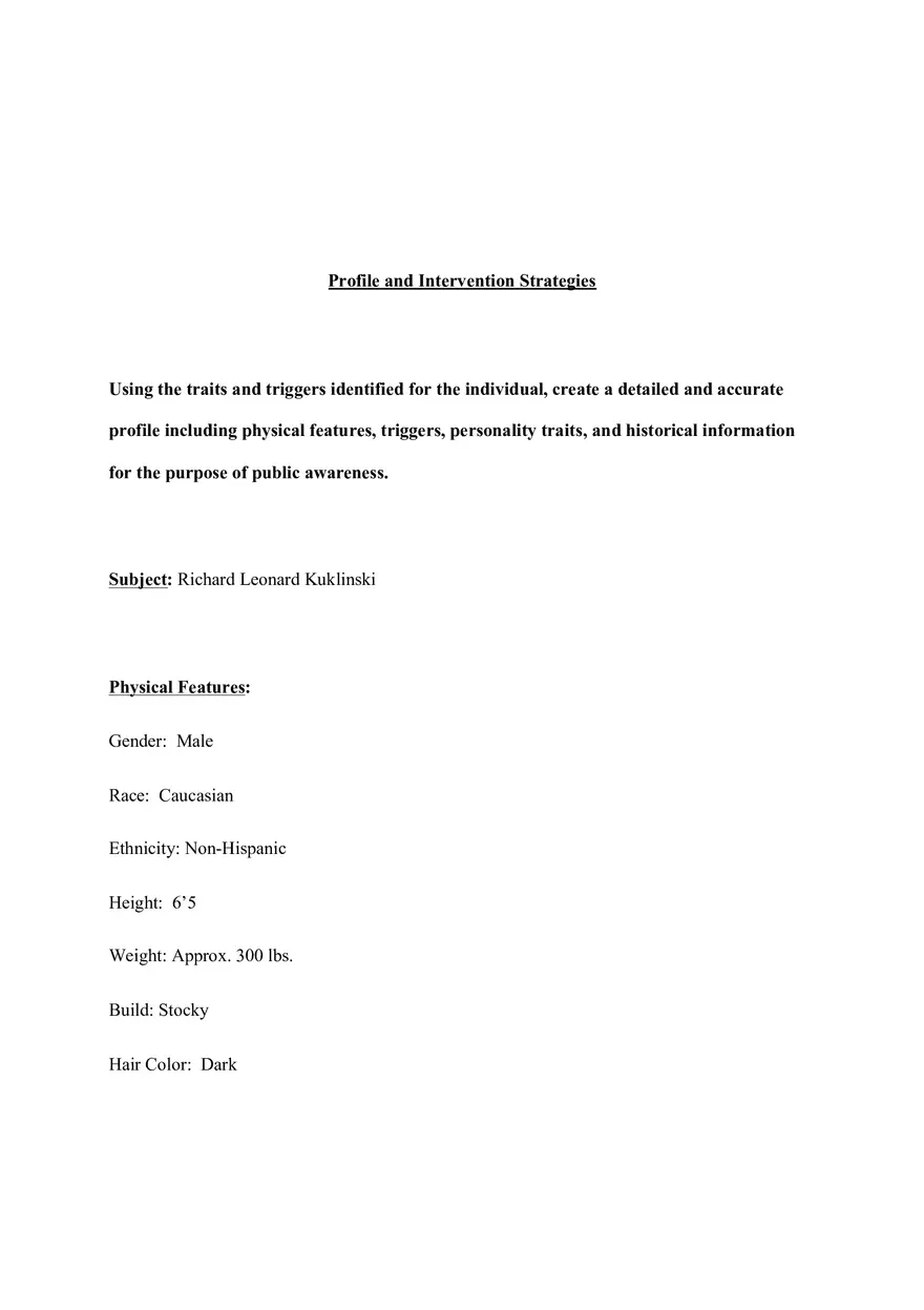 Profile and Intervention Strategies - Page 1