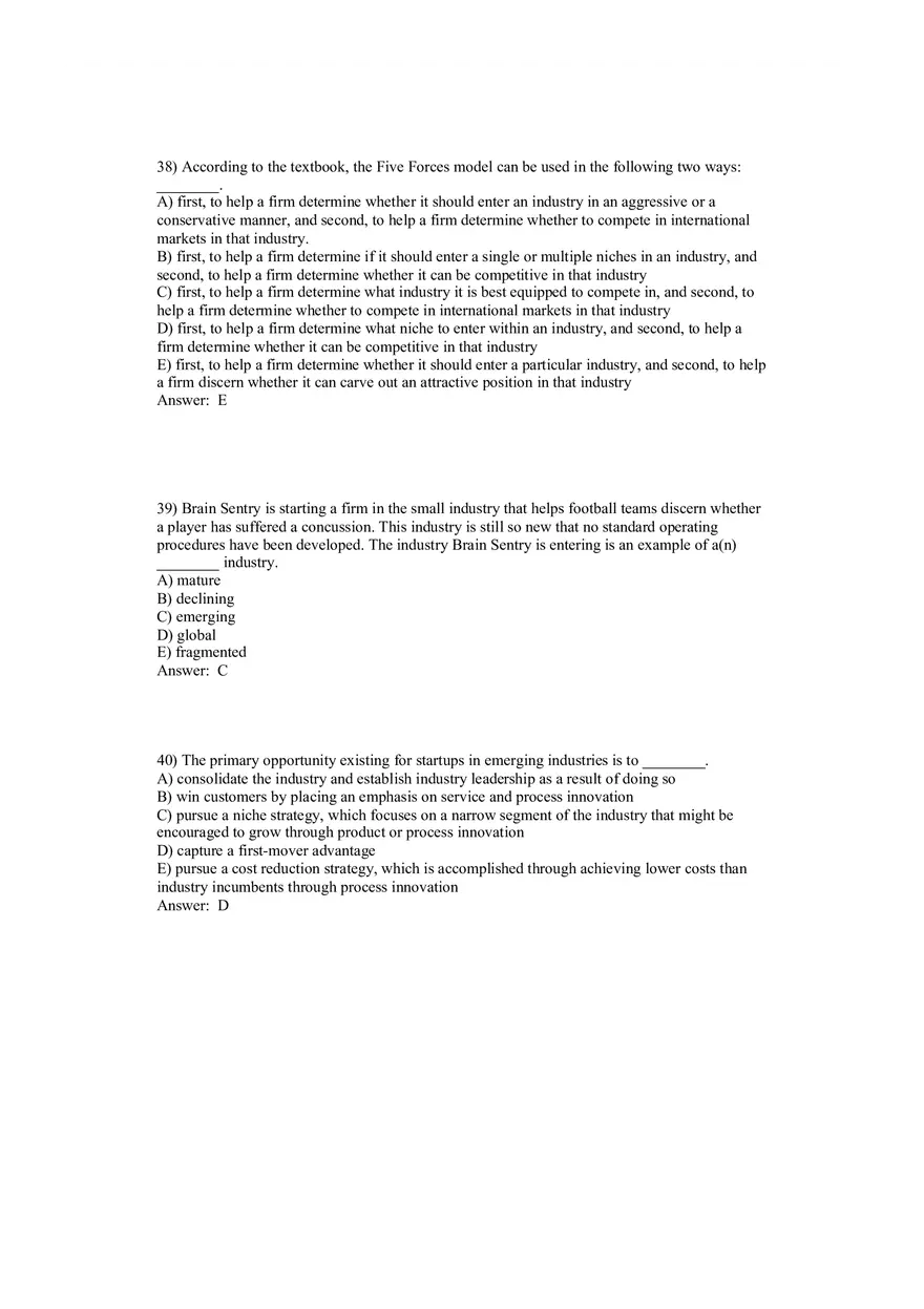 Entrepreneurship - Successfully Launching New Ventures Answer Key Part 2 - Page 1