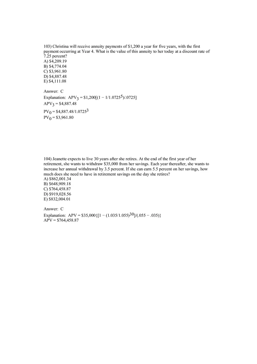 Corporate Finance Discounted Cash Flow Valuation Answer Key 6 - Page 2