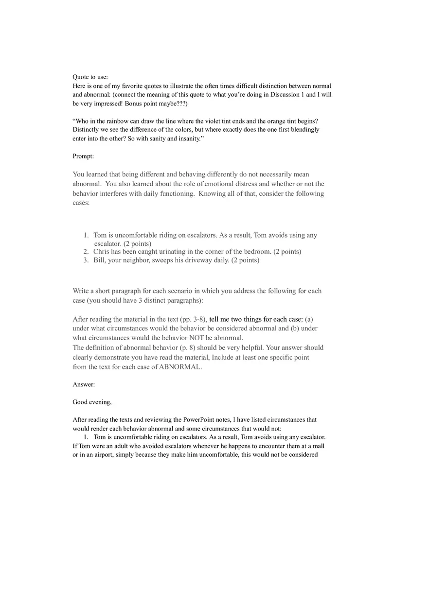 Distinguishing Normal and Abnormal Behavior in Psychology - Page 1