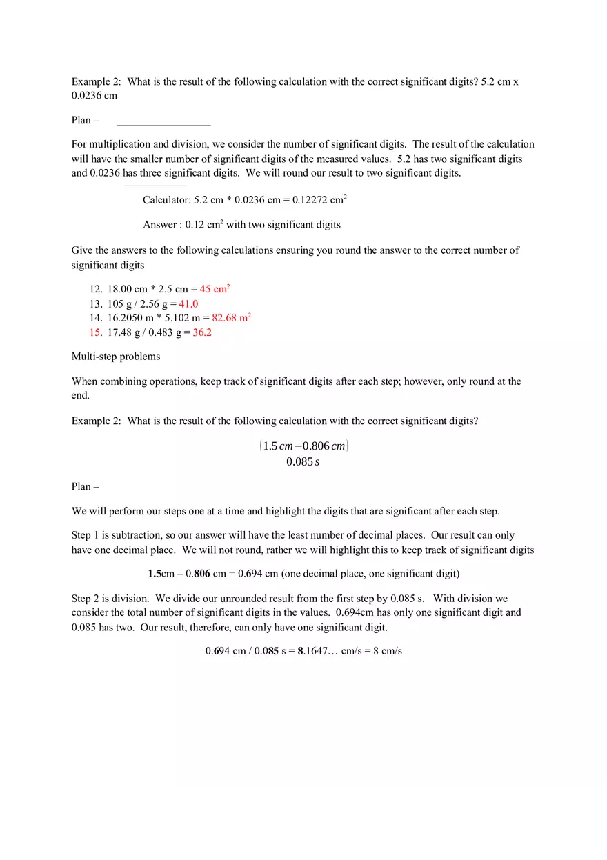 Accuracy and Precision Chapter 1 Exercises Key - Page 10