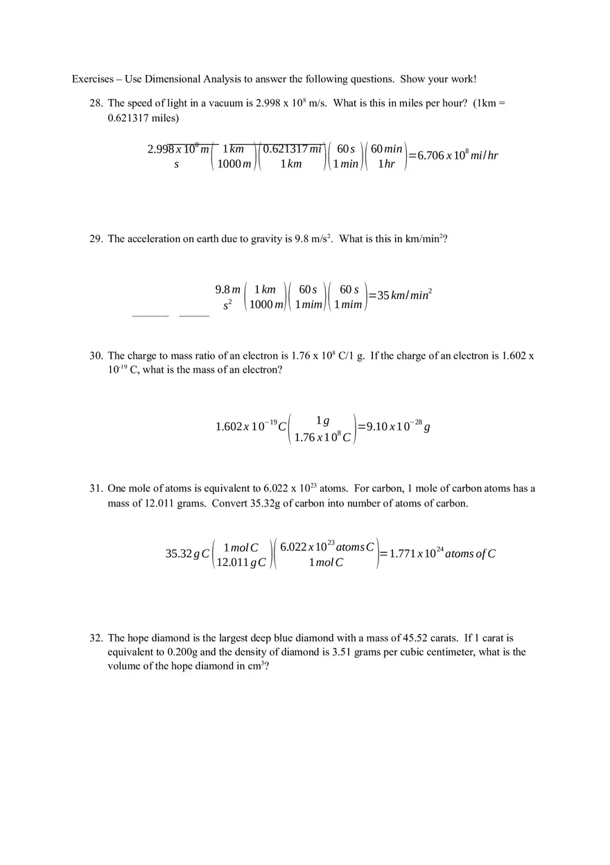 Accuracy and Precision Chapter 1 Exercises Key - Page 5