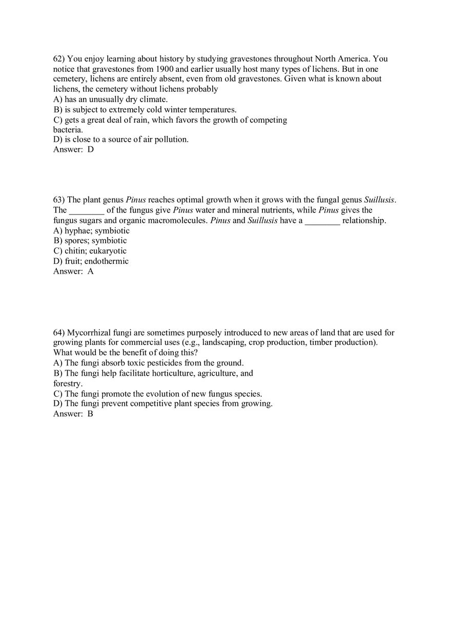 The Evolution of Plant and Fungal Diversity Answer Key 47-71 + Bonus - Page 7