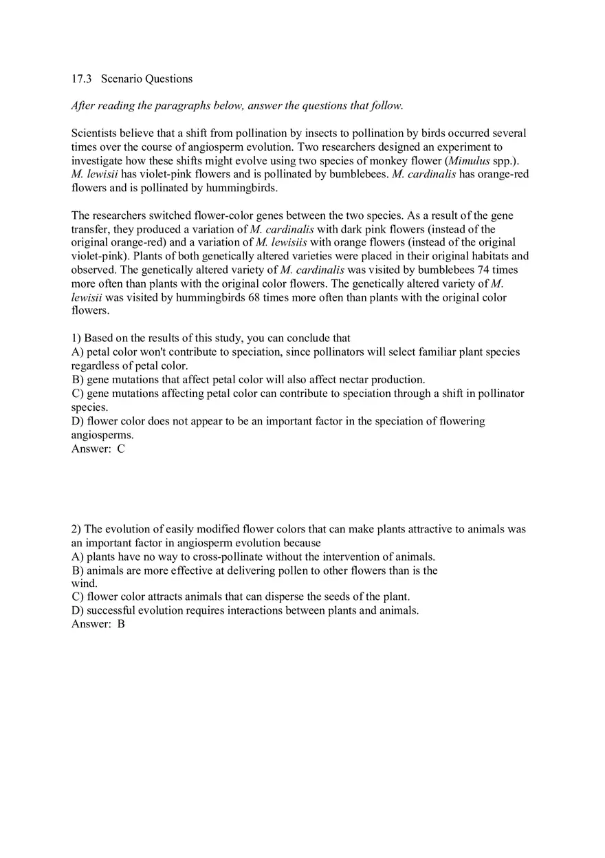 The Evolution of Plant and Fungal Diversity Answer Key 47-71 + Bonus - Page 12
