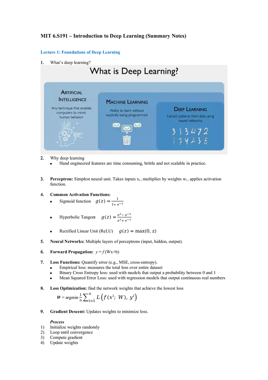 Introduction to Deep Learning - Lecture 1 - Page 1