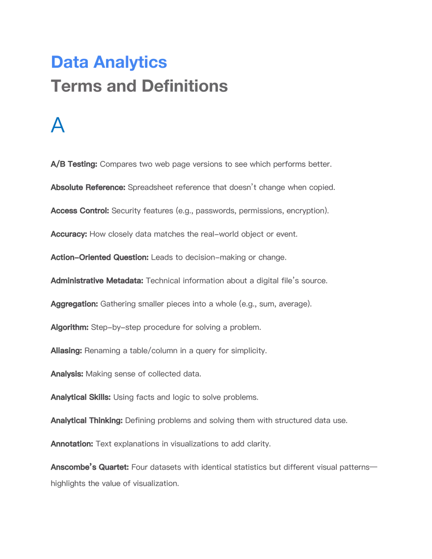Data Analytics Terms - Page 1