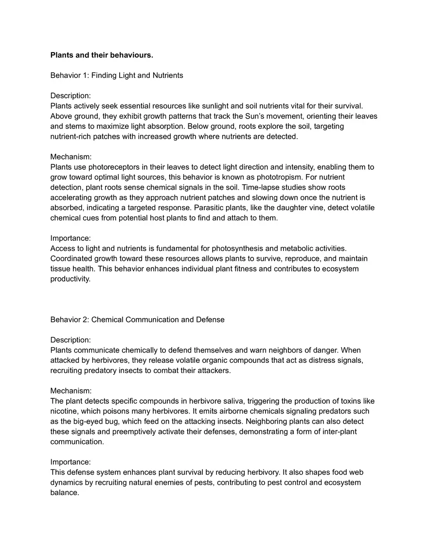 Plants and Their Behaviors - Page 1