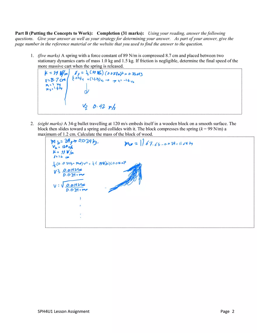 SPH4U Lesson Assignment #11 - Page 2
