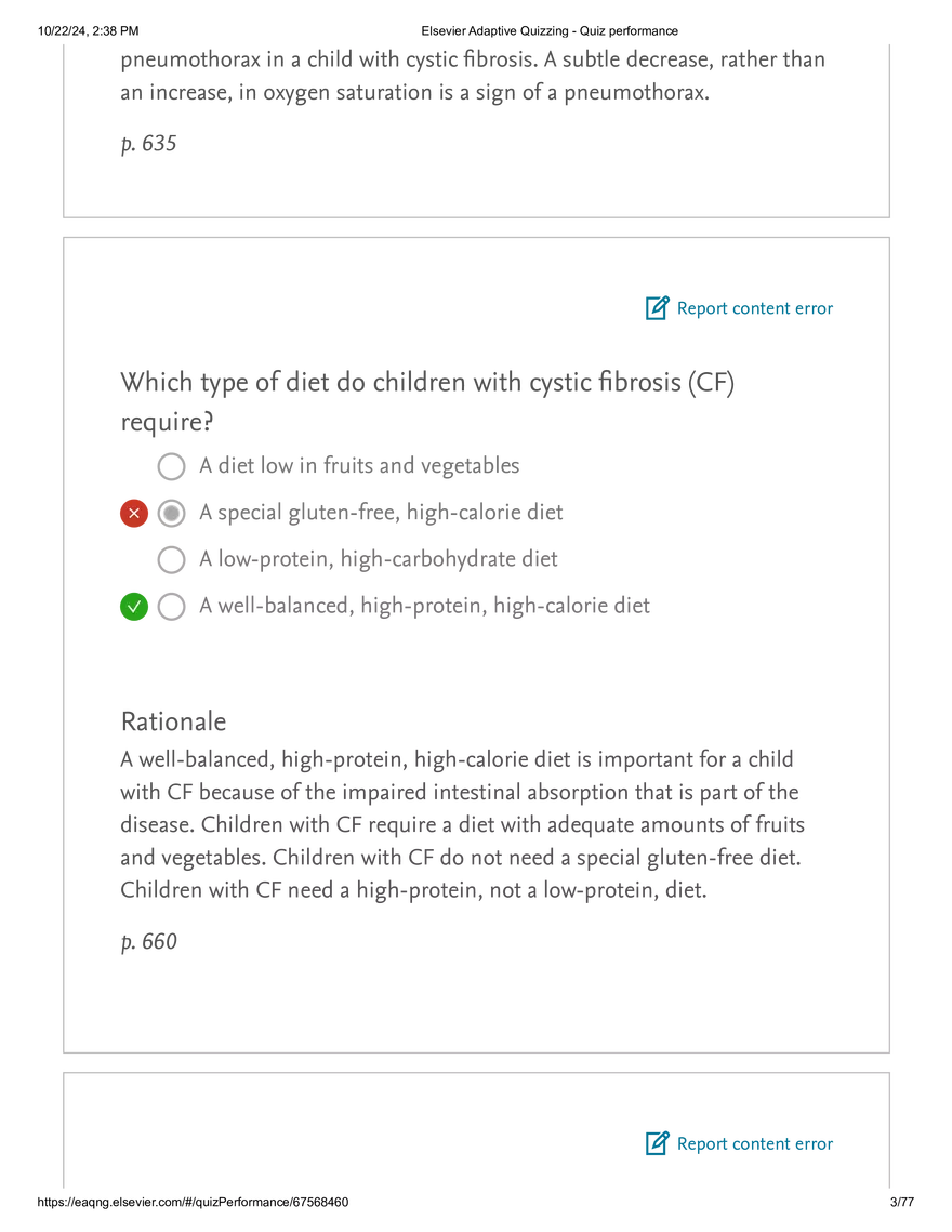 Elsevier Adaptive Quizzing - Quiz performance respiratory - Page 13