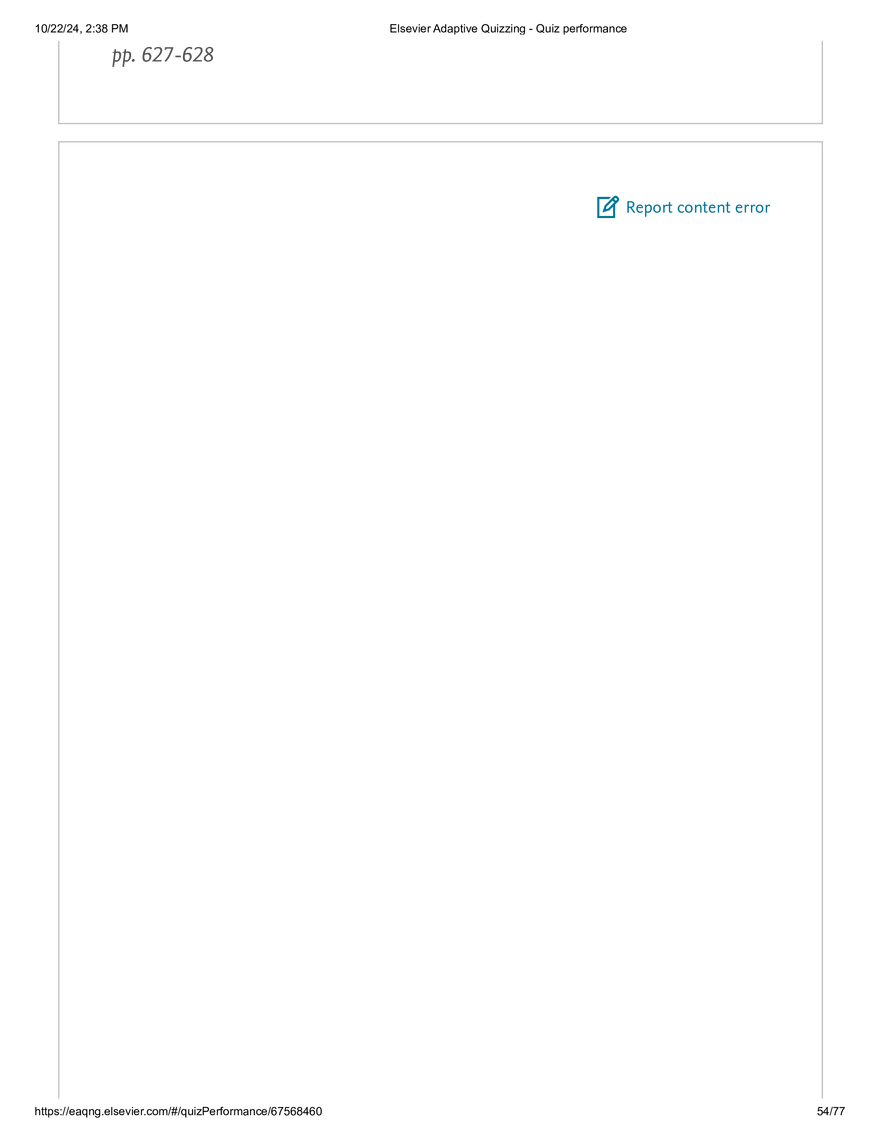 Elsevier Adaptive Quizzing - Quiz performance respiratory - Page 50