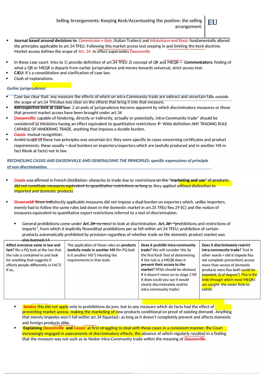 Summary - Selling Arrangements - Page 1