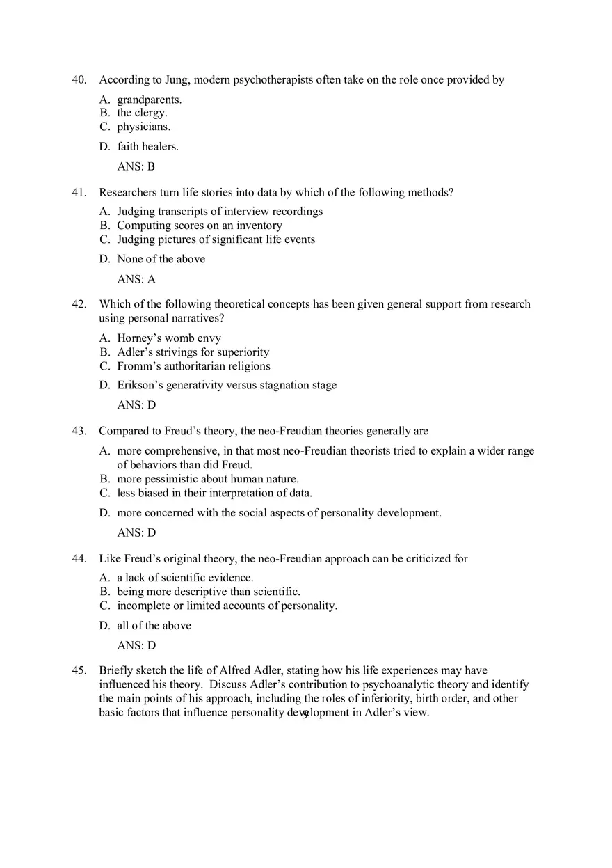 Neo-Freudian Theory, Application, and Assessment - Page 9