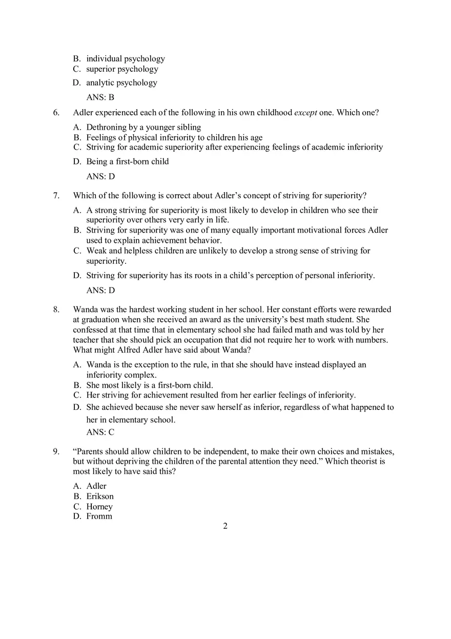 Neo-Freudian Theory, Application, and Assessment - Page 2