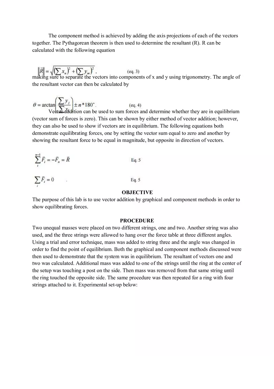 Lab Addition of Vector Forces - Page 2