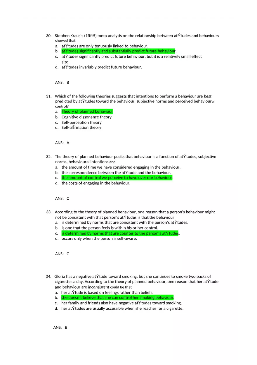 Attitudes - Social Test Bank 2 Part 1 - Page 10