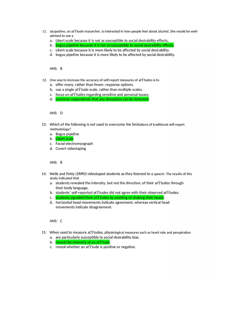 Attitudes - Social Test Bank 2 Part 1 - Page 4