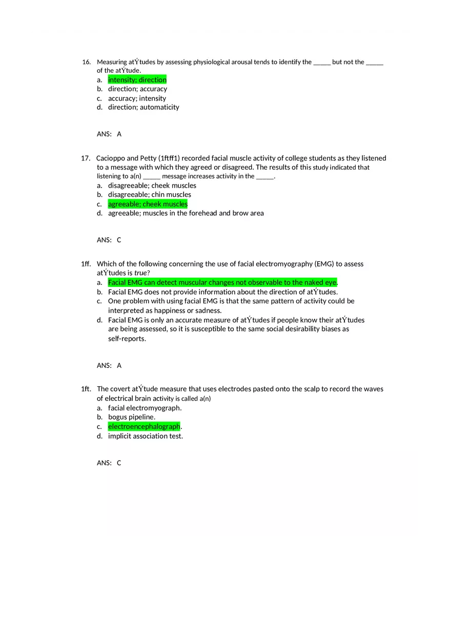 Attitudes - Social Test Bank 2 Part 1 - Page 6