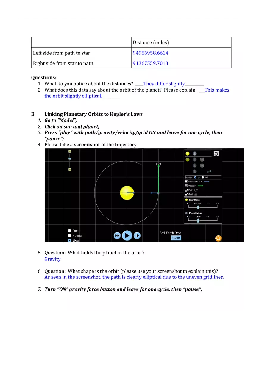 Gravity and Orbits Lab for Physics - Page 2