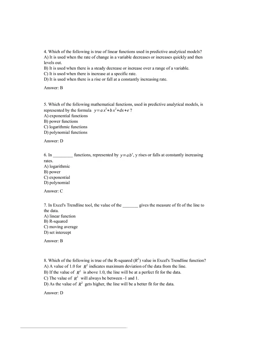 Trendlines and Regression Analysis Questions with Answers - Page 2