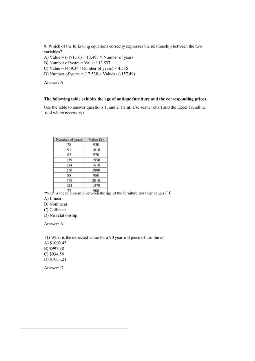 Trendlines and Regression Analysis Questions with Answers - Page 4