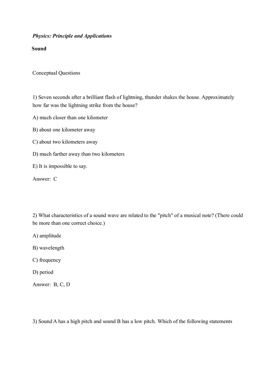 Principle and Applications (Sound) Answer Key Part 1 - Page 1