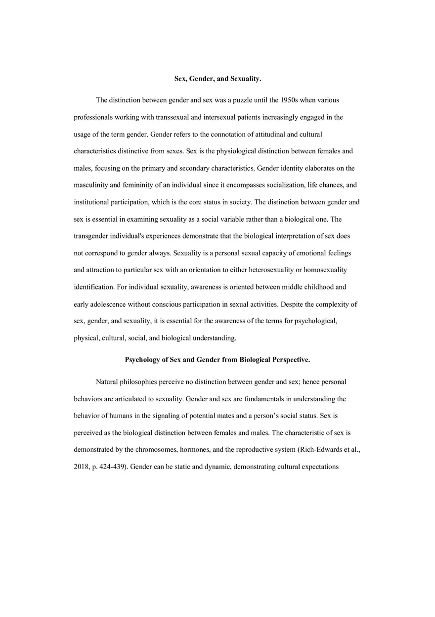 Sex, Gender, and Sexuality Paper - Page 1