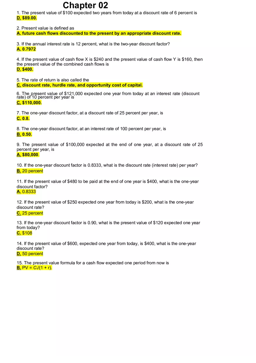 Corporate Finance Questions and Answers Ch2 - Page 1