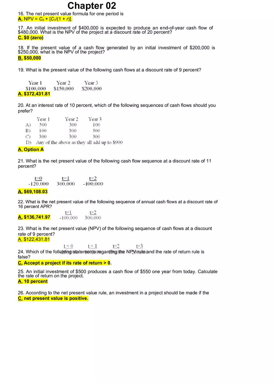 Corporate Finance Questions and Answers Ch2 - Page 2