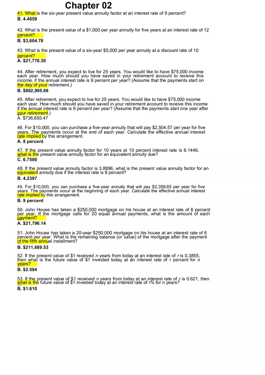 Corporate Finance Questions and Answers Ch2 - Page 4
