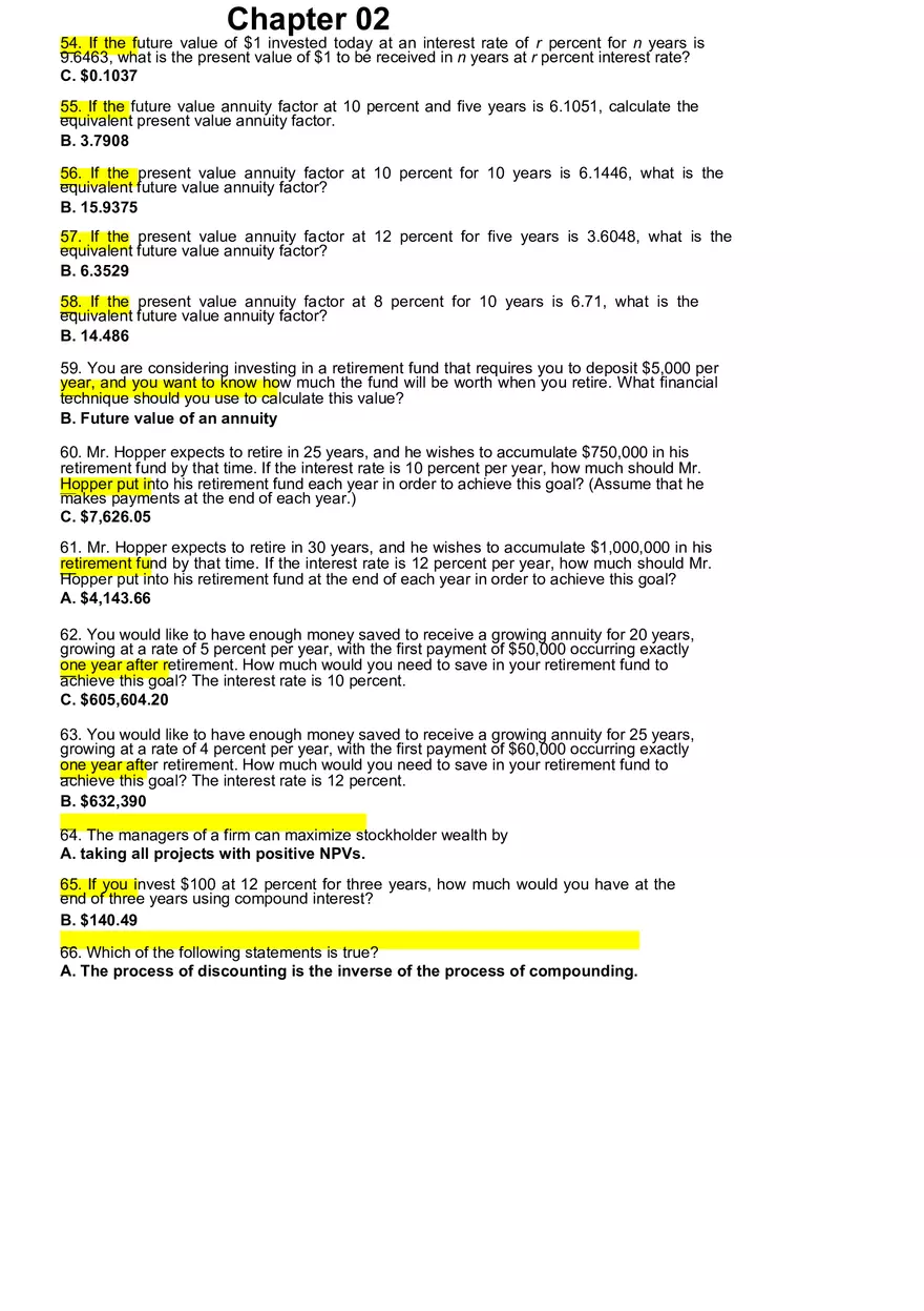 Corporate Finance Questions and Answers Ch2 - Page 5