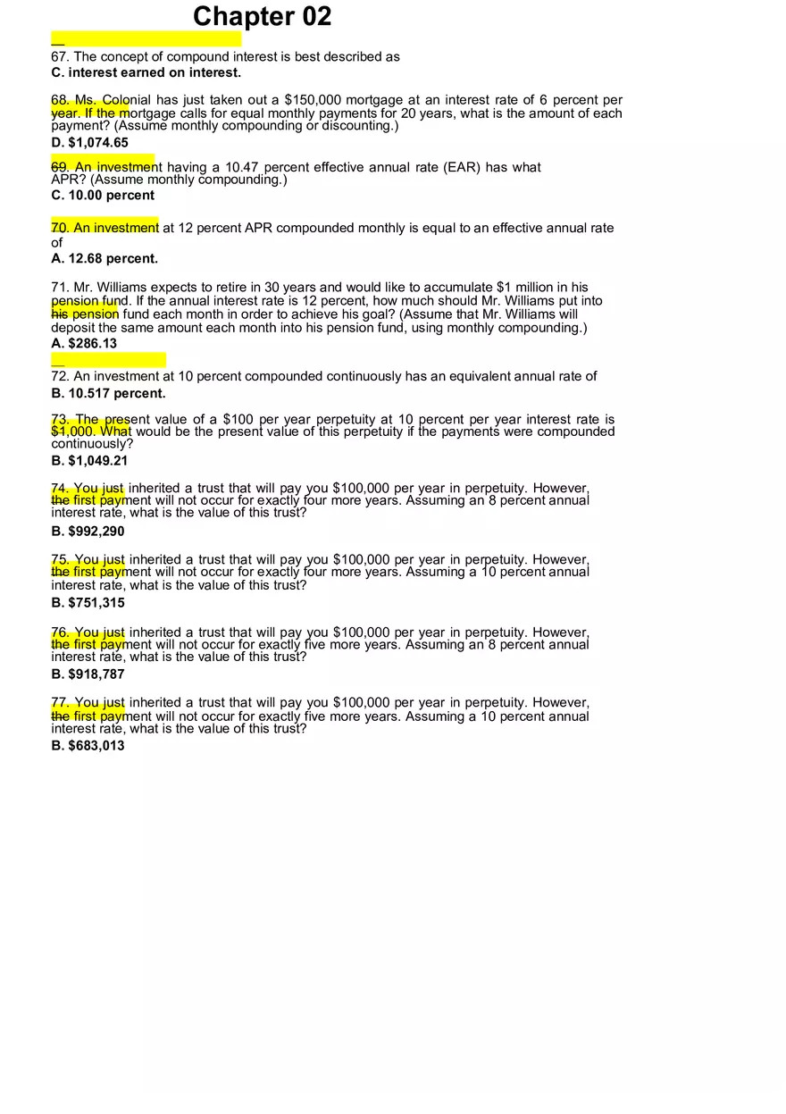 Corporate Finance Questions and Answers Ch2 - Page 6