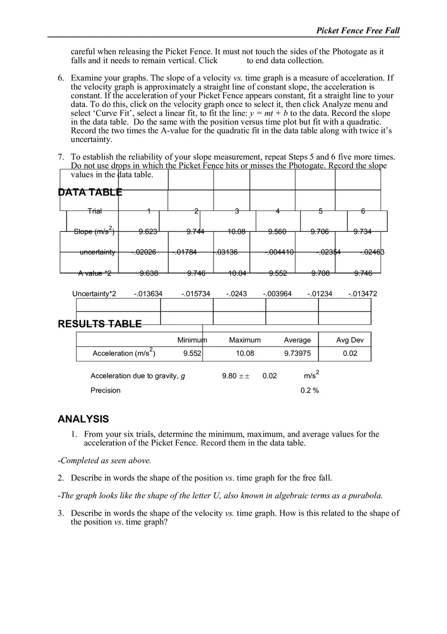 Picket Fence Free Fall Lab - Page 3