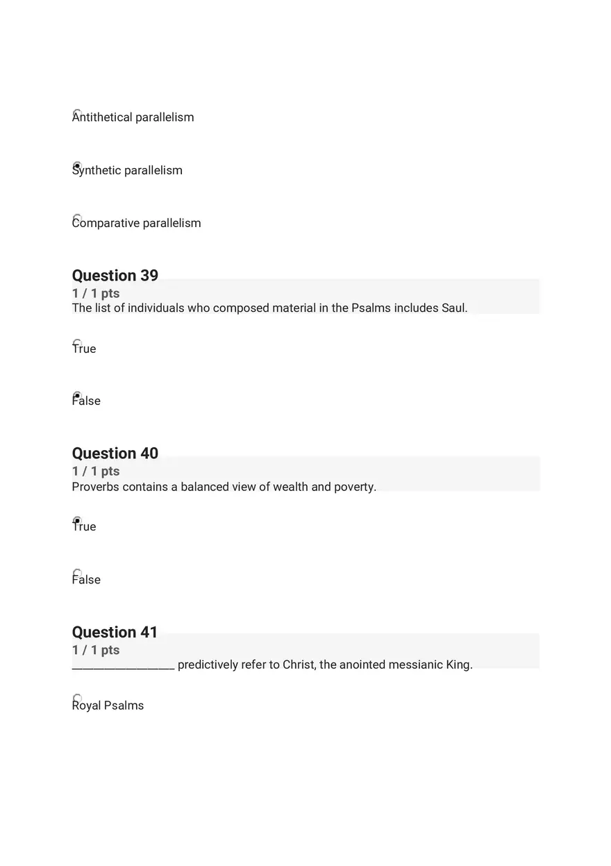 Quiz - The Old Testament Books of Wisdom and Poetry - Page 7