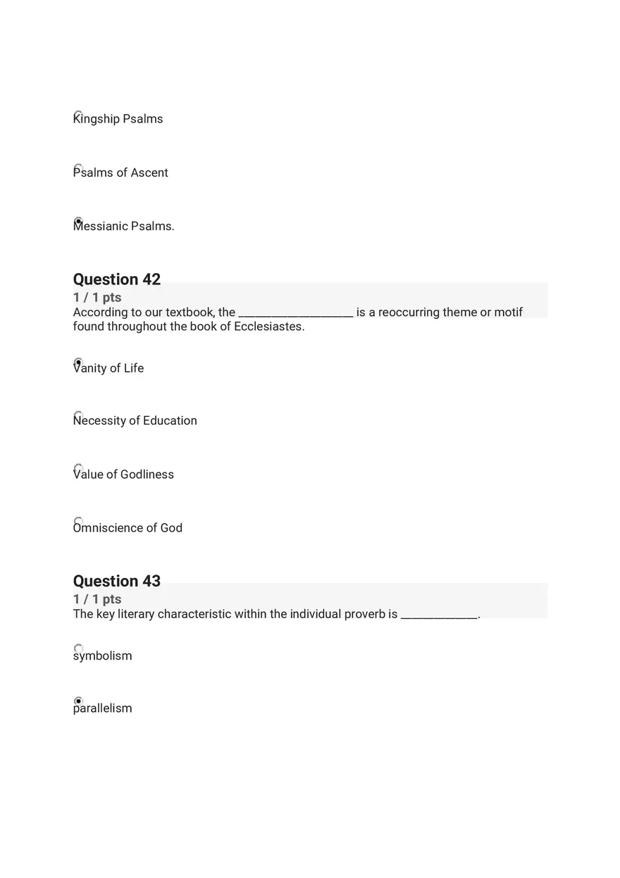 Quiz - The Old Testament Books of Wisdom and Poetry - Page 8