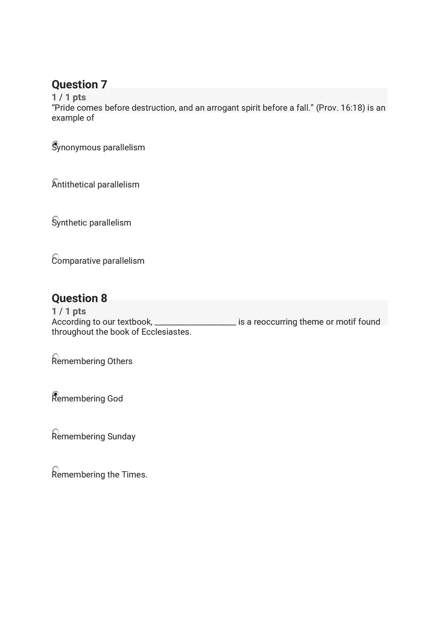 Quiz - The Old Testament Books of Wisdom and Poetry - Page 12