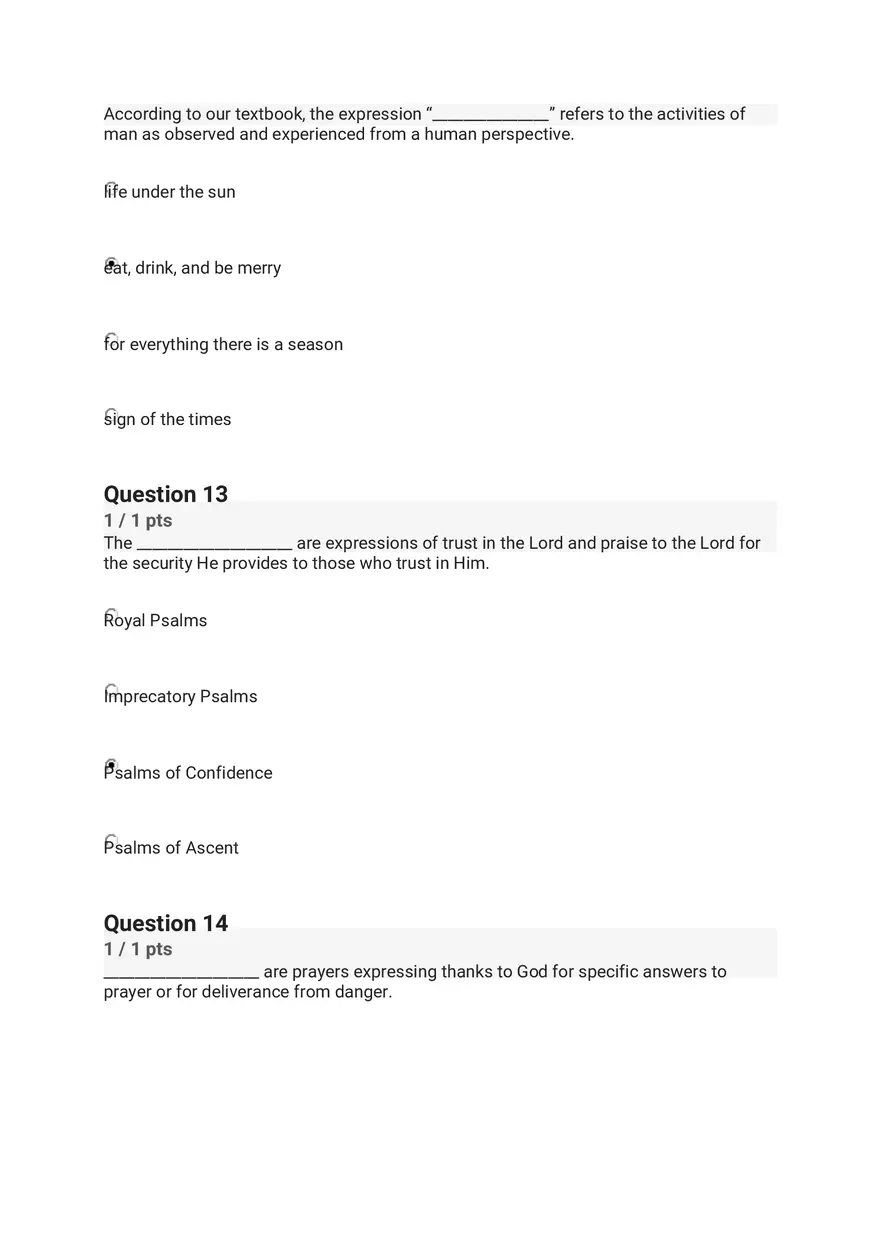 Quiz - The Old Testament Books of Wisdom and Poetry - Page 14