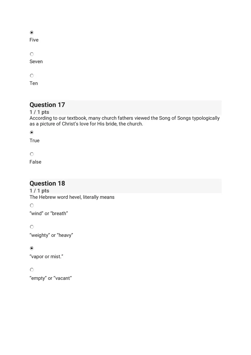Quiz - The Old Testament Books of Wisdom and Poetry - Page 16