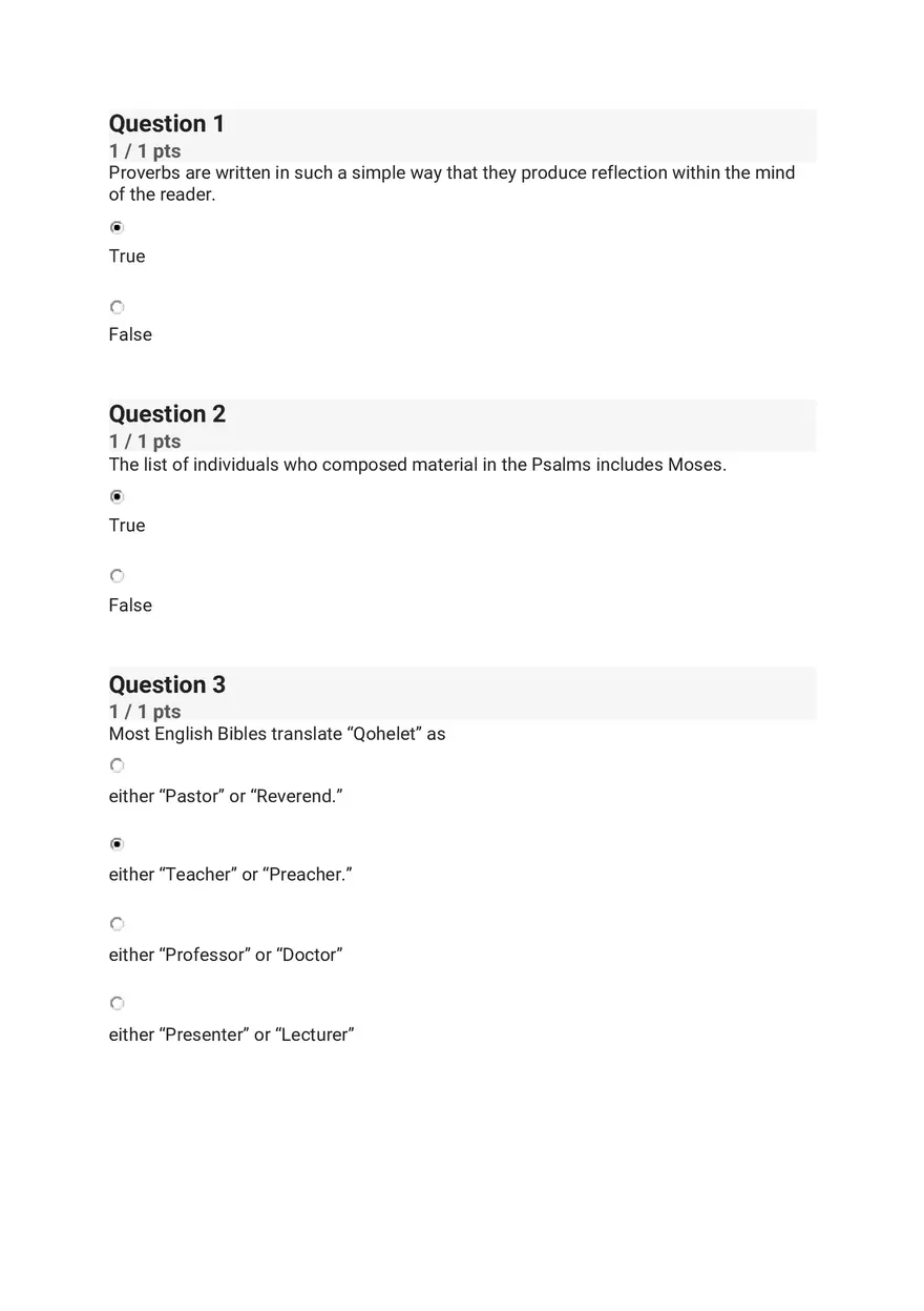 Quiz - The Old Testament Books of Wisdom and Poetry - Page 1