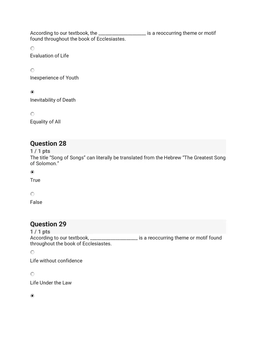 Quiz - The Old Testament Books of Wisdom and Poetry - Page 3