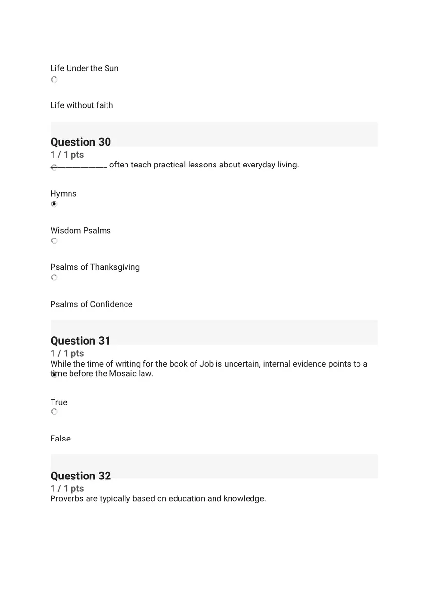 Quiz - The Old Testament Books of Wisdom and Poetry - Page 4