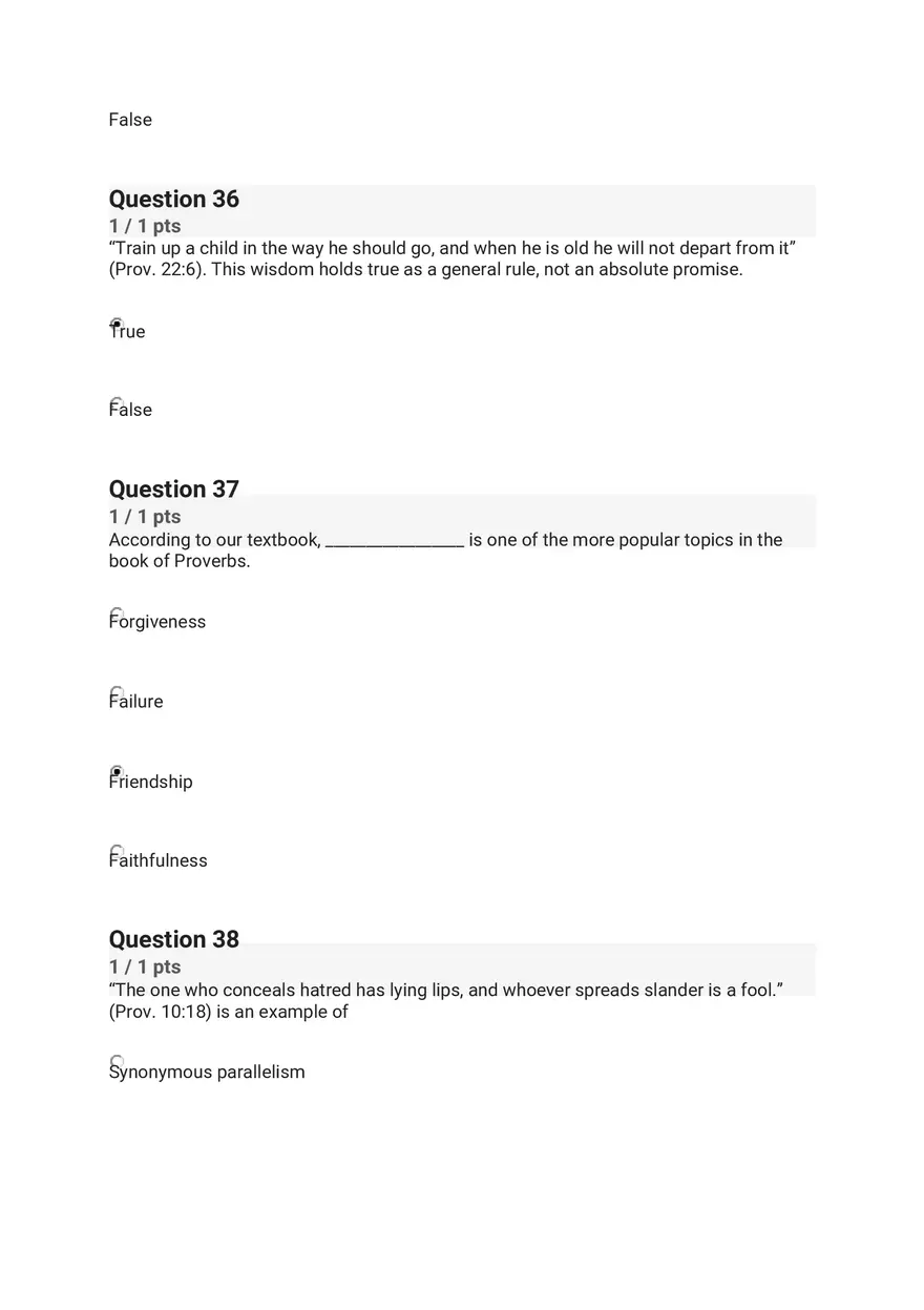 Quiz - The Old Testament Books of Wisdom and Poetry - Page 6